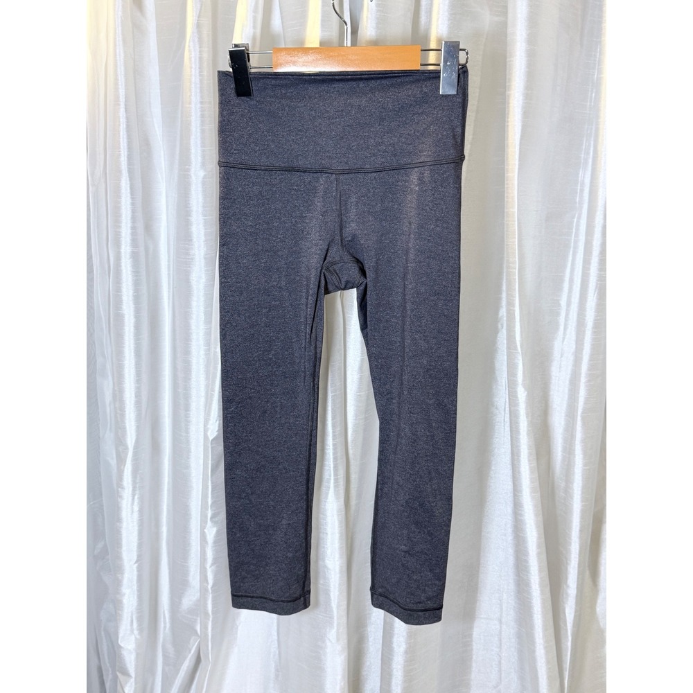 Lululemon Wunder Under Crop Womens 6 Gray Excellent High Rise Luxtreme Leggings